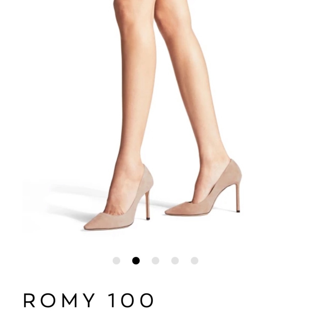 Jimmy Choo Romy 100 Beige Suede Stilettos